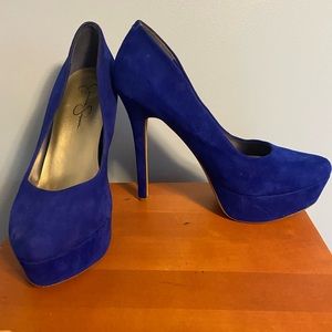 Jessica Simpson Blue Suede Heels 10